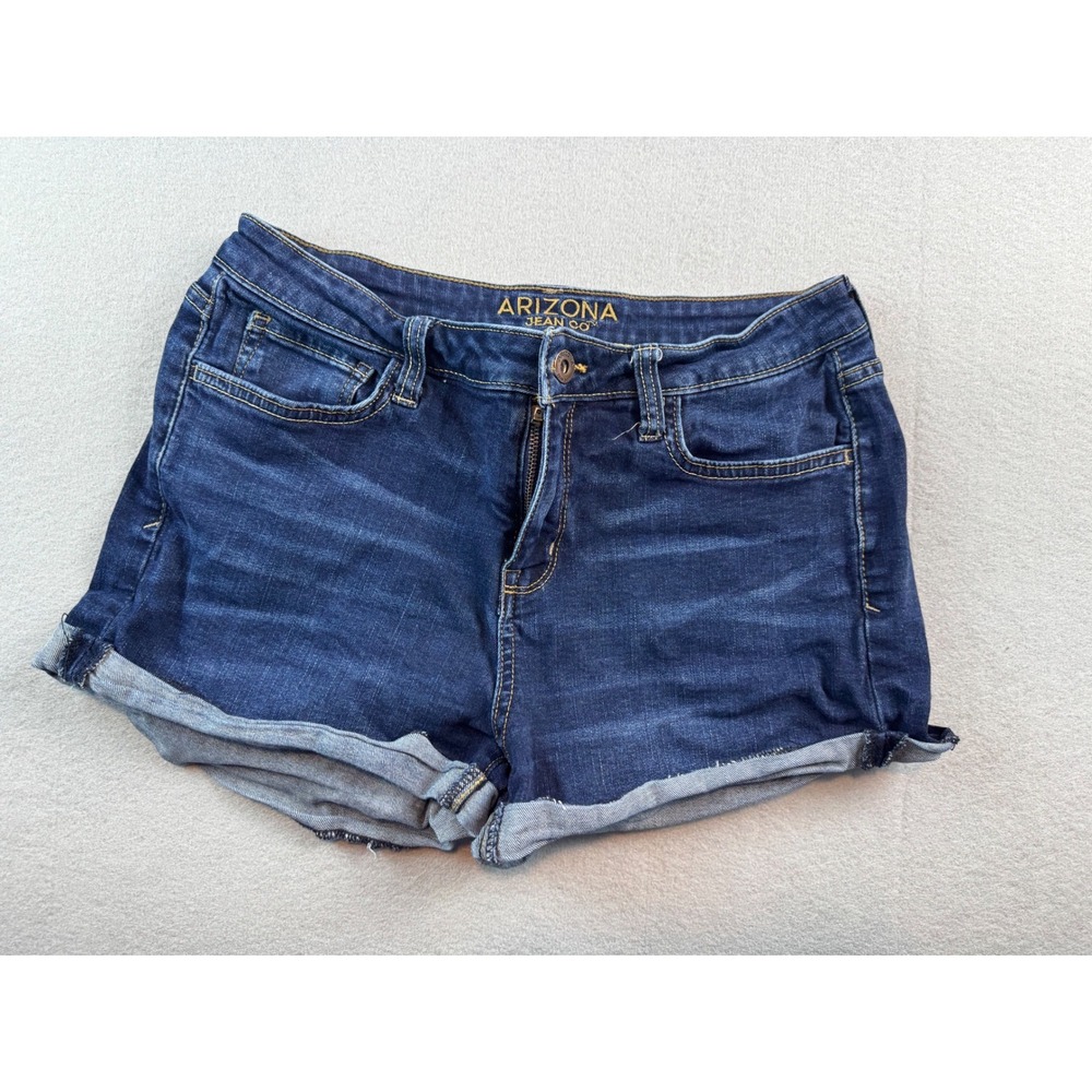 Arizona Jean Co Women Dark Wash Denim Cuffed Shorts Size 9 Stretch Blue Jean
